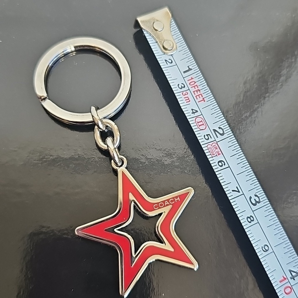 Coach NWOT Red and Silver Star Keychain Bag Charm - Picture 6 of 6